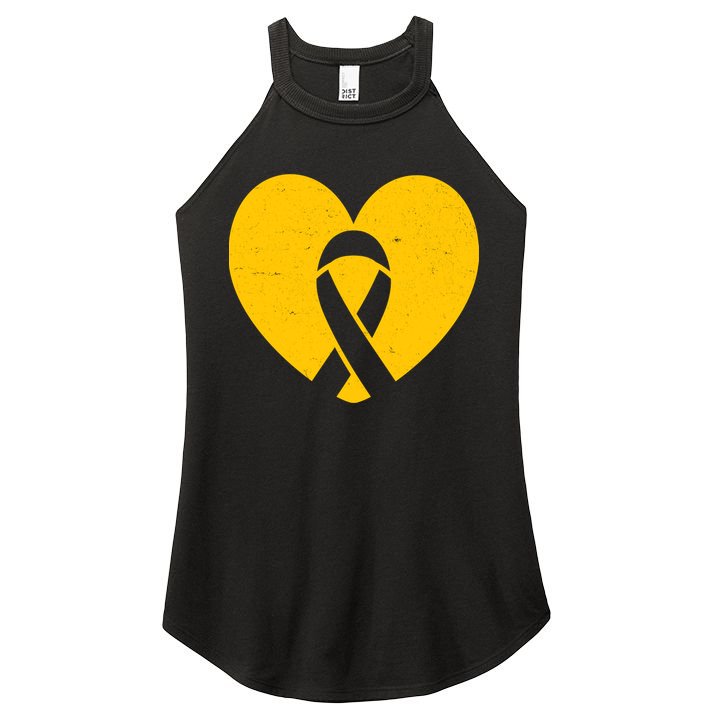 Childhood Cancer Awareness Heart Ribbon Pocket Women's Perfect Tri Rocker Tank