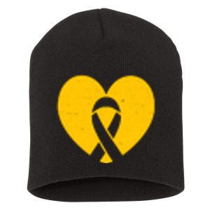 Childhood Cancer Awareness Heart Ribbon Pocket Short Acrylic Beanie