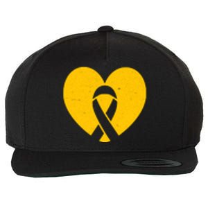 Childhood Cancer Awareness Heart Ribbon Pocket Wool Snapback Cap