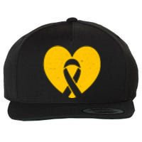 Childhood Cancer Awareness Heart Ribbon Pocket Wool Snapback Cap