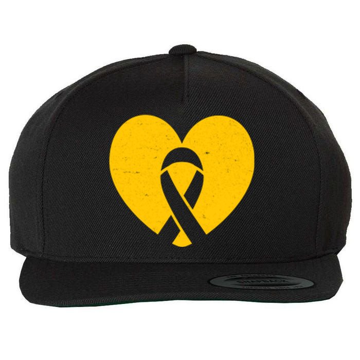 Childhood Cancer Awareness Heart Ribbon Pocket Wool Snapback Cap