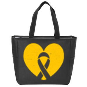 Childhood Cancer Awareness Heart Ribbon Pocket Zip Tote Bag