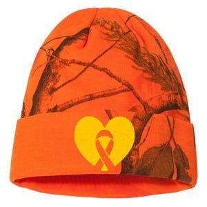 Childhood Cancer Awareness Heart Ribbon Pocket Kati Licensed 12" Camo Beanie