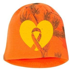 Childhood Cancer Awareness Heart Ribbon Pocket Kati - Camo Knit Beanie