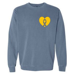 Childhood Cancer Awareness Heart Ribbon Pocket Garment-Dyed Sweatshirt