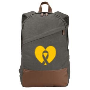 Childhood Cancer Awareness Heart Ribbon Pocket Cotton Canvas Backpack