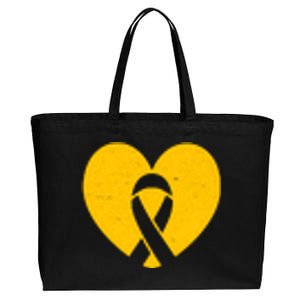 Childhood Cancer Awareness Heart Ribbon Pocket Cotton Canvas Jumbo Tote