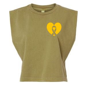 Childhood Cancer Awareness Heart Ribbon Pocket Garment-Dyed Women's Muscle Tee