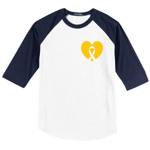 Childhood Cancer Awareness Heart Ribbon Pocket Baseball Sleeve Shirt