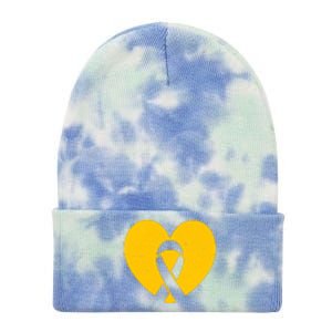 Childhood Cancer Awareness Heart Ribbon Pocket Tie Dye 12in Knit Beanie