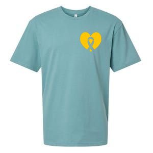 Childhood Cancer Awareness Heart Ribbon Pocket Sueded Cloud Jersey T-Shirt