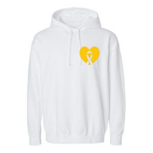 Childhood Cancer Awareness Heart Ribbon Pocket Garment-Dyed Fleece Hoodie