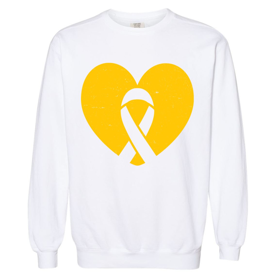 Childhood Cancer Awareness Heart Ribbon Pocket Garment-Dyed Sweatshirt