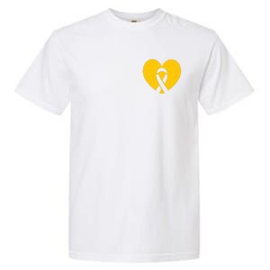 Childhood Cancer Awareness Heart Ribbon Pocket Garment-Dyed Heavyweight T-Shirt