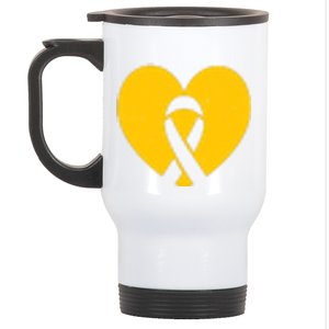 Childhood Cancer Awareness Heart Ribbon Pocket Stainless Steel Travel Mug