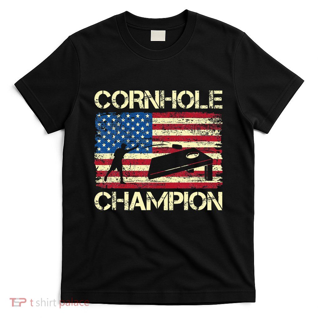 Cornhole Champion American Flag T-Shirt