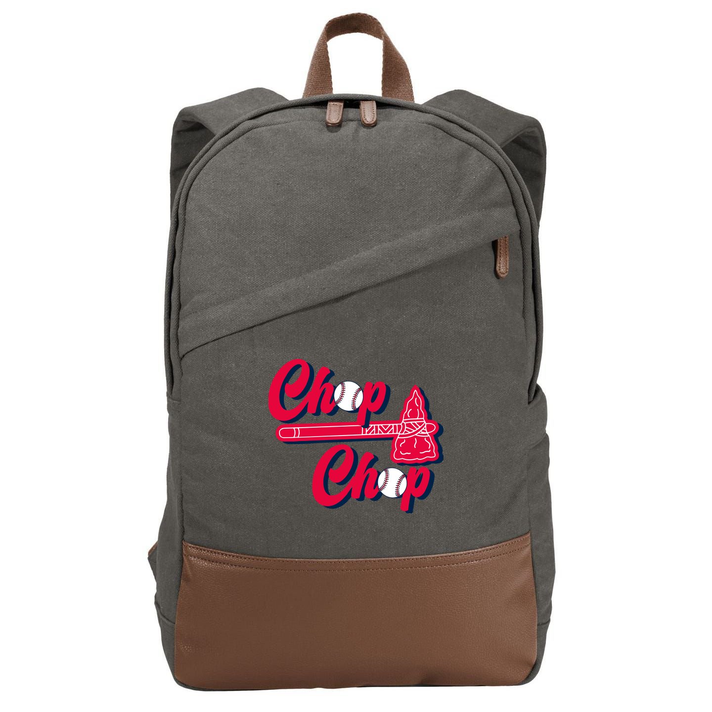 Chop Chop Atlanta Baseball Lover Fan Cotton Canvas Backpack