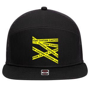 Caution 7 Panel Mesh Trucker Snapback Hat