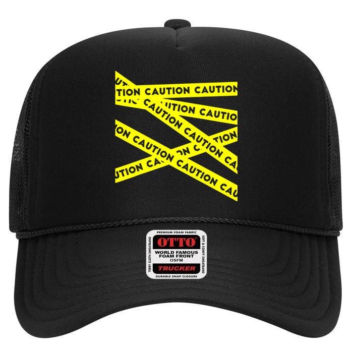 Caution High Crown Mesh Back Trucker Hat