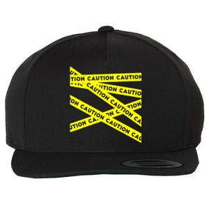 Caution Wool Snapback Cap