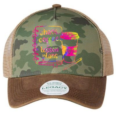 Chaos Coffee And Lesson Plans Teacher Day Gift Legacy Tie Dye Trucker Hat