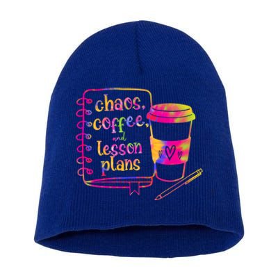 Chaos Coffee And Lesson Plans Teacher Day Gift Short Acrylic Beanie