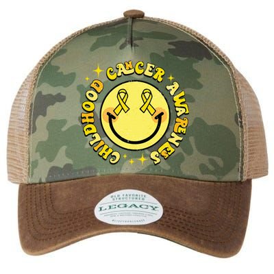 Childhood Cancer Awareness Smile Face Groovy Legacy Tie Dye Trucker Hat