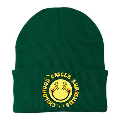 Childhood Cancer Awareness Smile Face Groovy Knit Cap Winter Beanie