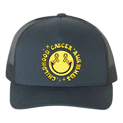 Childhood Cancer Awareness Smile Face Groovy Yupoong Adult 5-Panel Trucker Hat