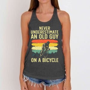 Cool Cycling Art For Men Grandpa Bicycle Riding Cycle Racing Women's Knotted Racerback Tank