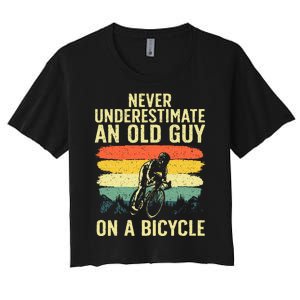 Cool Cycling Art For Men Grandpa Bicycle Riding Cycle Racing Women's Crop Top Tee