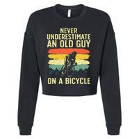 Cool Cycling Art For Men Grandpa Bicycle Riding Cycle Racing Cropped Pullover Crew