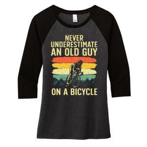 Cool Cycling Art For Men Grandpa Bicycle Riding Cycle Racing Women's Tri-Blend 3/4-Sleeve Raglan Shirt