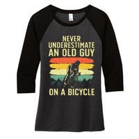 Cool Cycling Art For Men Grandpa Bicycle Riding Cycle Racing Women's Tri-Blend 3/4-Sleeve Raglan Shirt