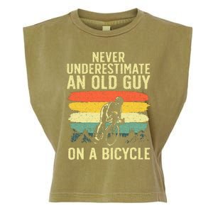 Cool Cycling Art For Men Grandpa Bicycle Riding Cycle Racing Garment-Dyed Women's Muscle Tee