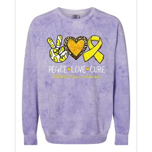 Childhood Cancer Awareness Love Cure Yellow Ribbon Gift Colorblast Crewneck Sweatshirt