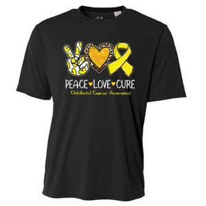 Childhood Cancer Awareness Love Cure Yellow Ribbon Gift Cooling Performance Crew T-Shirt