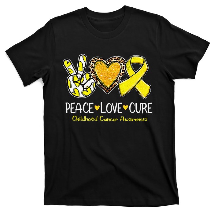 Childhood Cancer Awareness Love Cure Yellow Ribbon Gift T-Shirt