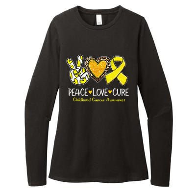 Childhood Cancer Awareness Love Cure Yellow Ribbon Gift Womens CVC Long Sleeve Shirt