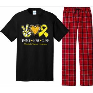 Childhood Cancer Awareness Love Cure Yellow Ribbon Gift Pajama Set