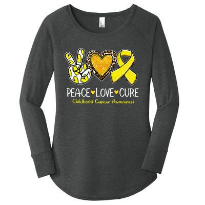 Childhood Cancer Awareness Love Cure Yellow Ribbon Gift Women's Perfect Tri Tunic Long Sleeve Shirt