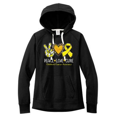 Childhood Cancer Awareness Love Cure Yellow Ribbon Gift Women's Fleece Hoodie