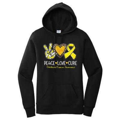 Childhood Cancer Awareness Love Cure Yellow Ribbon Gift Women's Pullover Hoodie