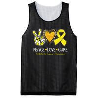 Childhood Cancer Awareness Love Cure Yellow Ribbon Gift Mesh Reversible Basketball Jersey Tank