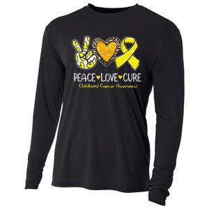 Childhood Cancer Awareness Love Cure Yellow Ribbon Gift Cooling Performance Long Sleeve Crew