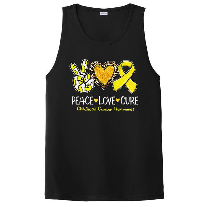 Childhood Cancer Awareness Love Cure Yellow Ribbon Gift PosiCharge Competitor Tank