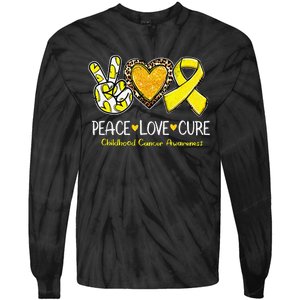 Childhood Cancer Awareness Love Cure Yellow Ribbon Gift Tie-Dye Long Sleeve Shirt