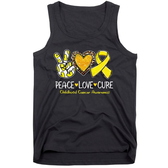 Childhood Cancer Awareness Love Cure Yellow Ribbon Gift Tank Top