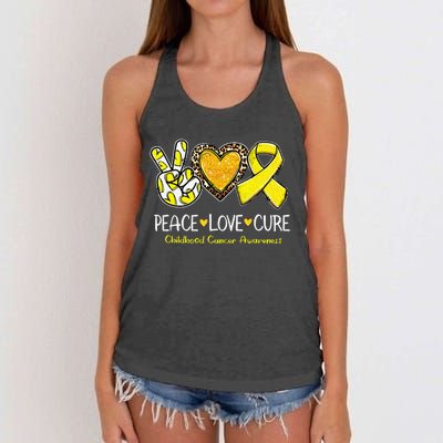 Childhood Cancer Awareness Love Cure Yellow Ribbon Gift Women's Knotted Racerback Tank