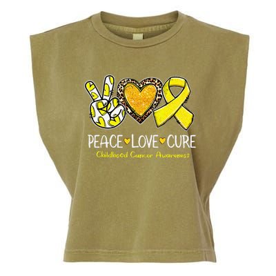 Childhood Cancer Awareness Love Cure Yellow Ribbon Gift Garment-Dyed Women's Muscle Tee